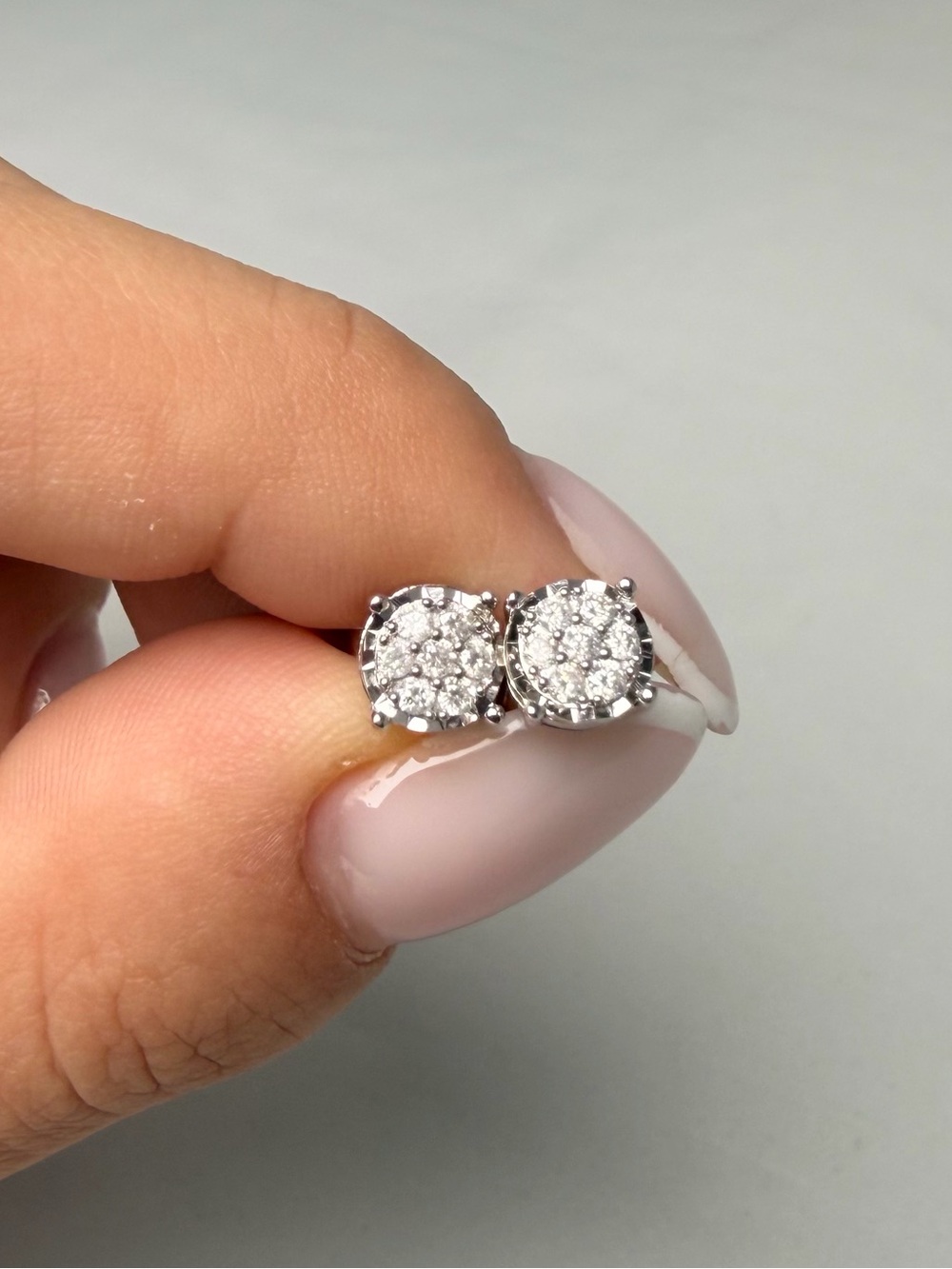 Natural Diamond Cluster Stud Earrings 0.35ctw 14 Stone 925 Sterling Silver
